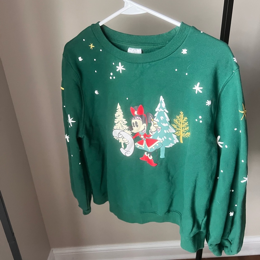 Disney Green Minnie Mouse Holiday Sweatshirt